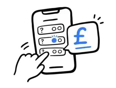 Answering a few questions on a phone to get a price